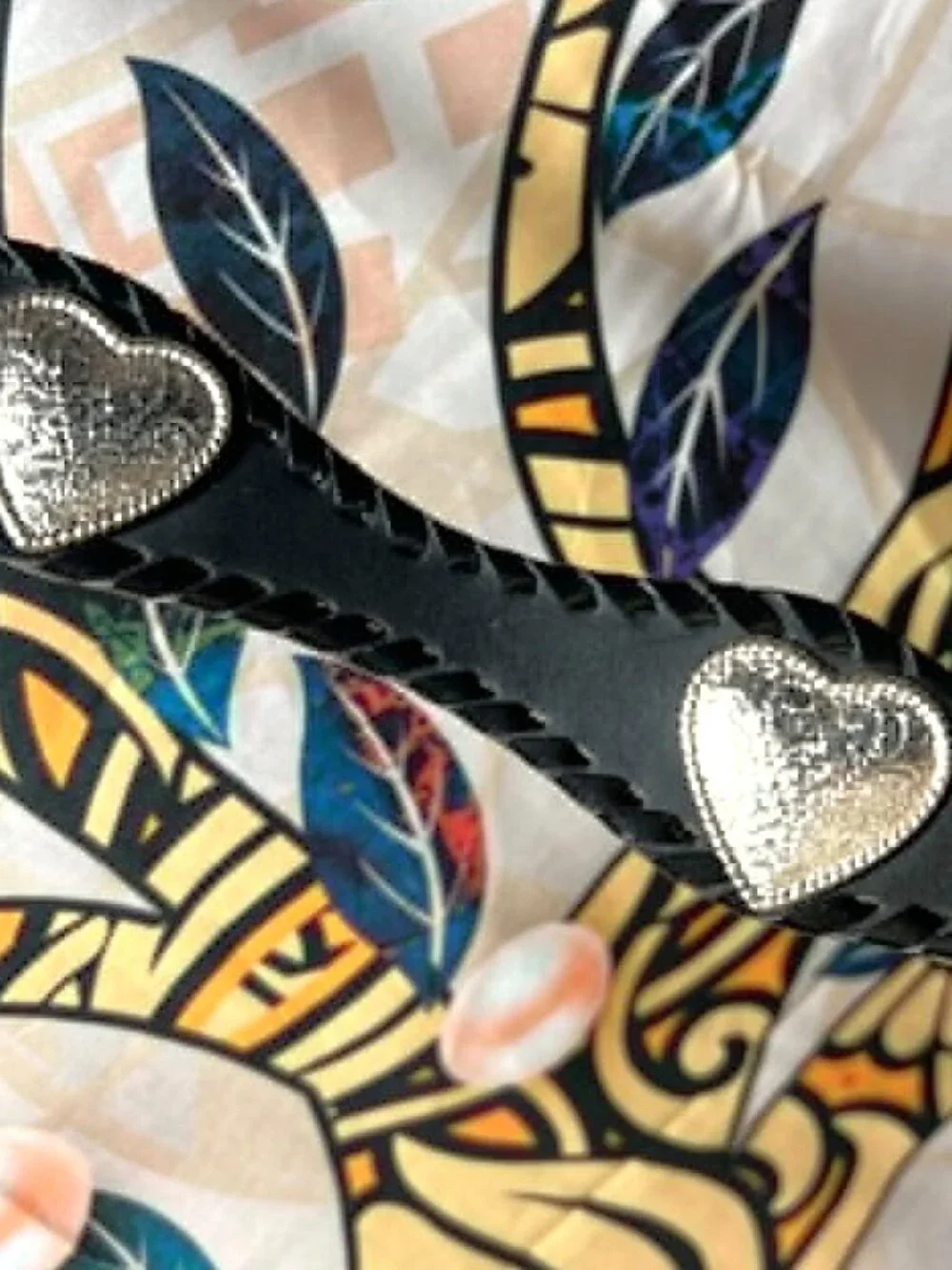Genuine Leather Black Belt 1X • Western Buckle • Heart Hardware